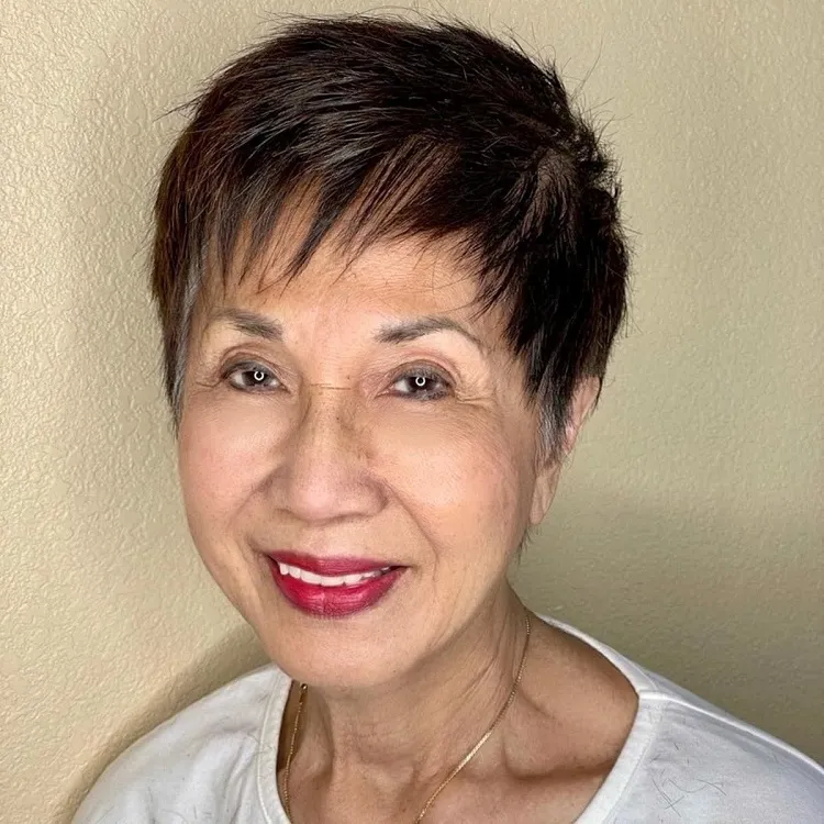 youthful looking pixie cut for short thin hair over 60