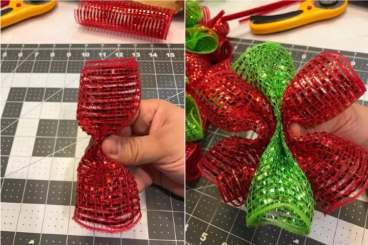 2 color mesh bow fall wreath step by step