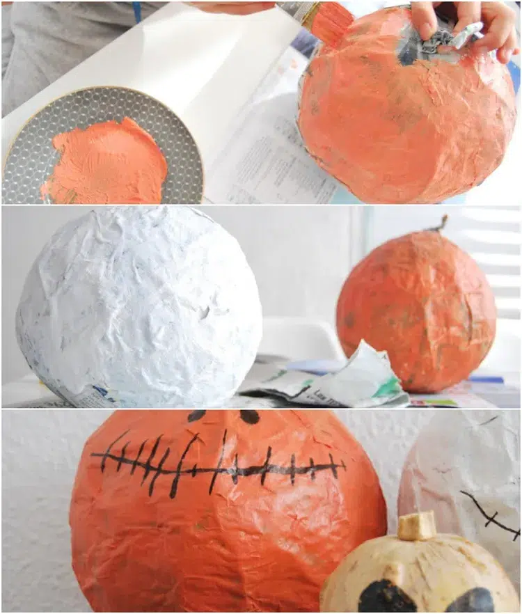 diy paper mache halloween pumpkin tutorial instructions