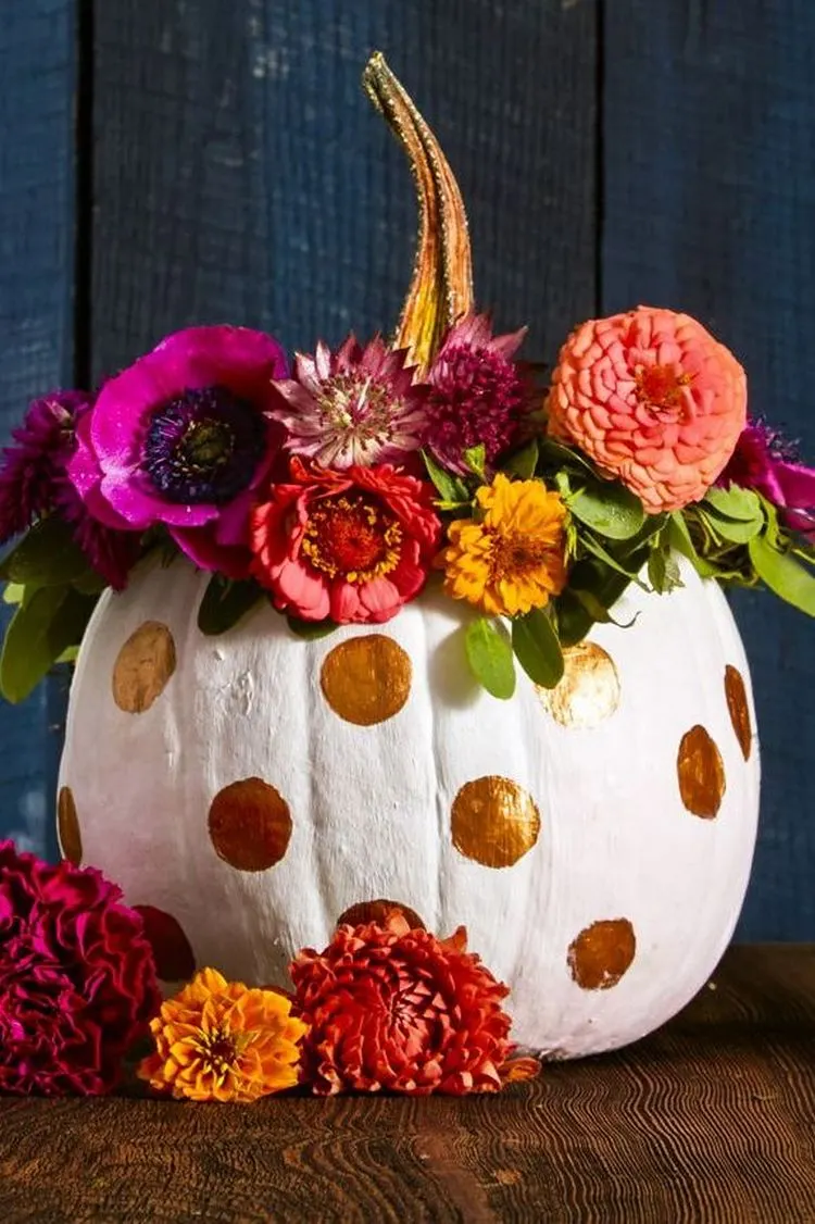 decorate pumpkins with flowers