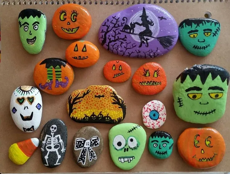 easy halloween crafts ideas rock painting