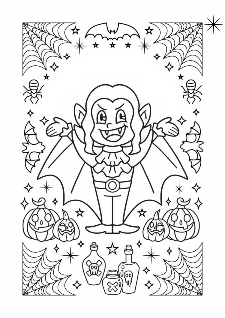 free printable halloween coloring pages funny vampire