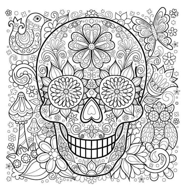halloween coloring pages for adults day of the dead skull