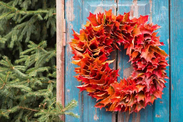 make a fall wreath from leaves