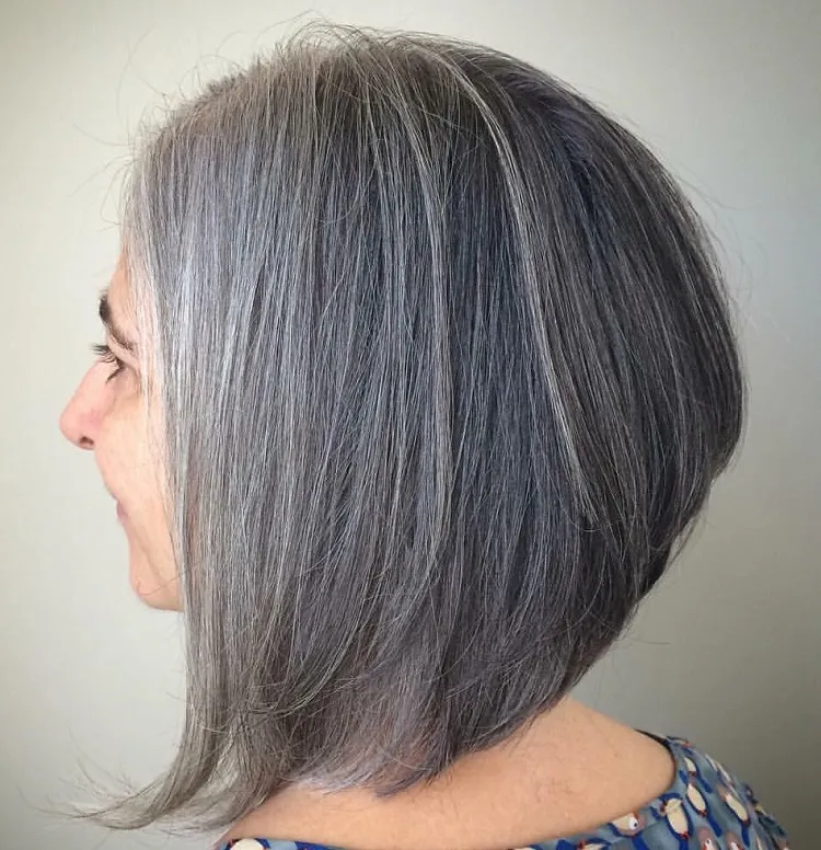 a line long silver bob haircut