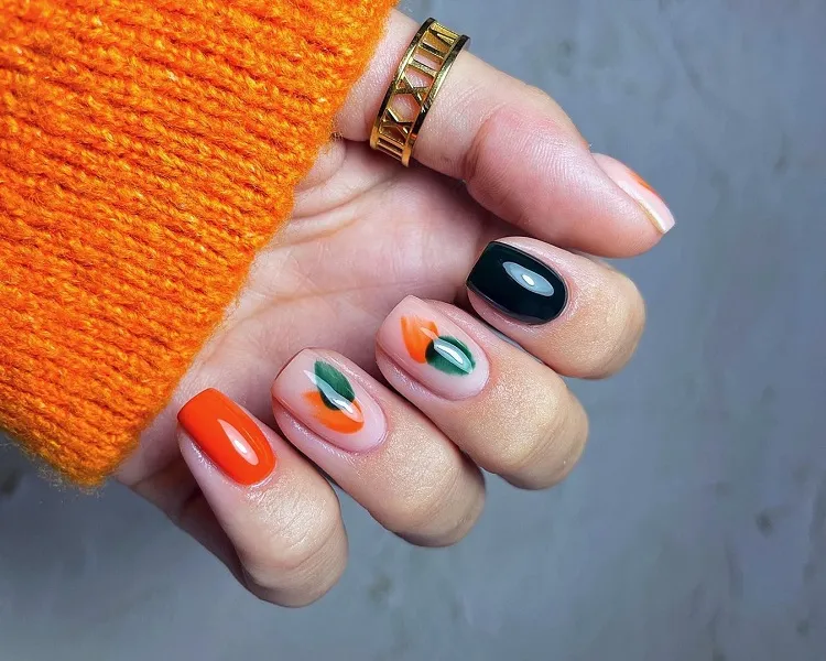 abstract pumpkin halloween nails spooky season