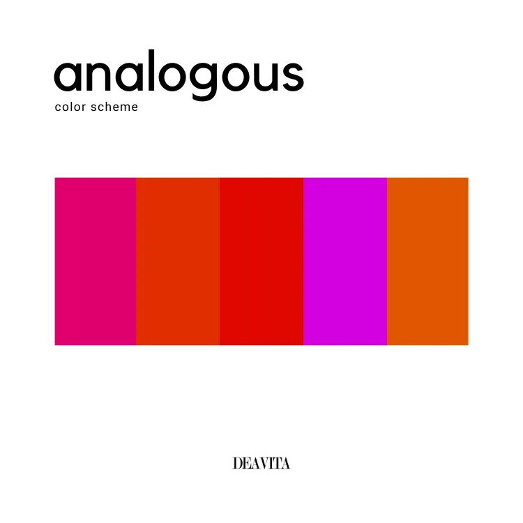 analogous color scheme shades of red pink orange purple