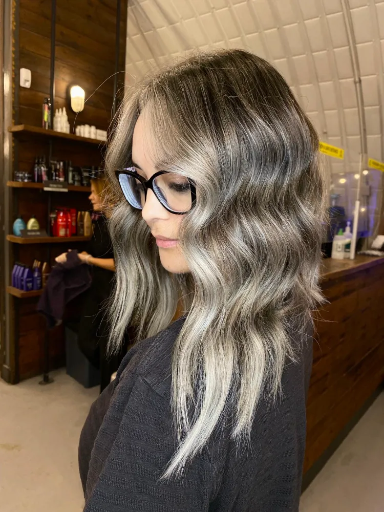 balayage for gray hair long hairstyles for women over 50