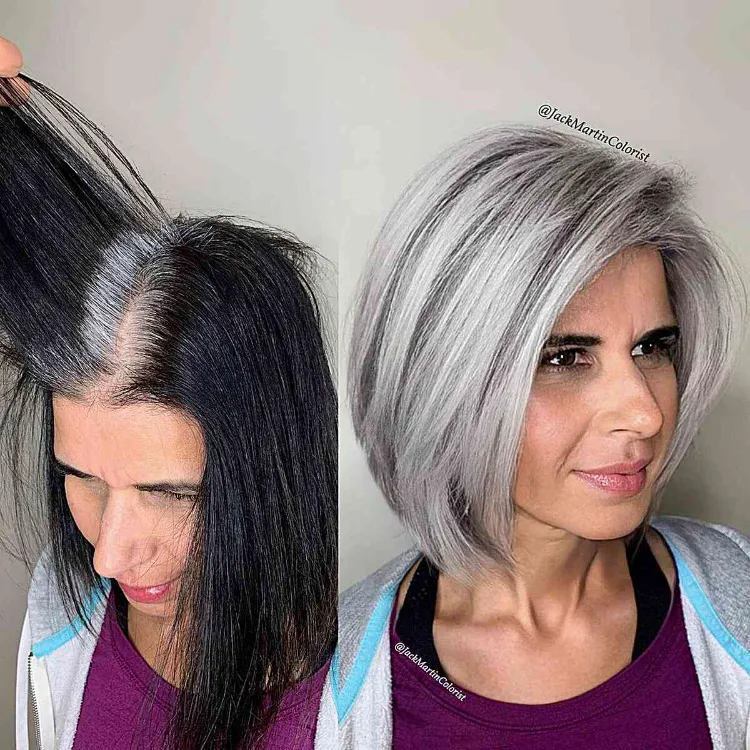 balayage for gray hair modern hairstyles for women over 50
