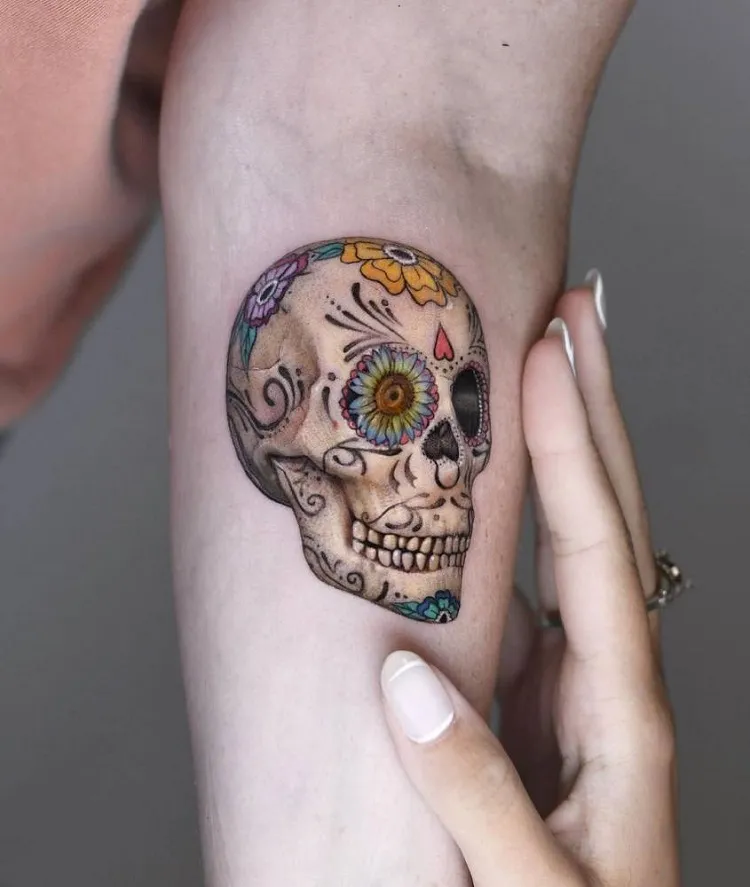 beautiful sugar skull tattoo