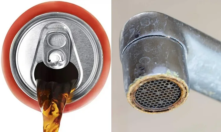 best way to remove limescale from taps rub with coca cola
