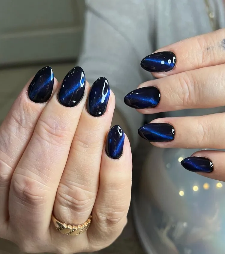 black and blue cat eye nails for women over 50