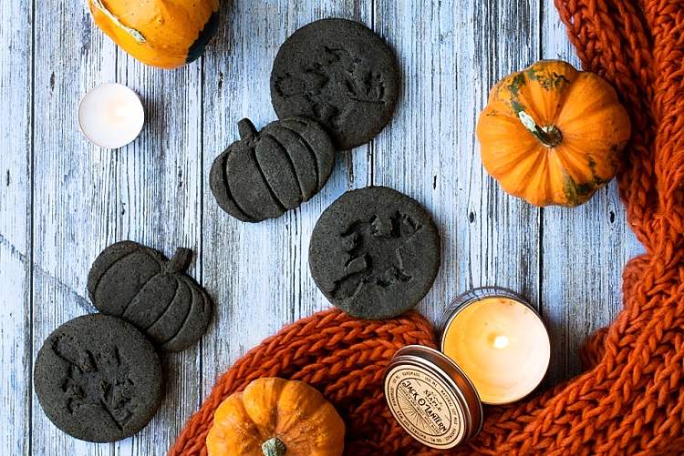 black sesame orange healthy halloween cookies recipe simple trick or treat snack