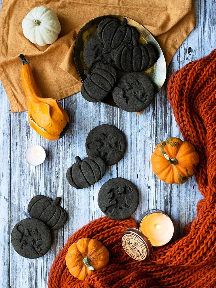 black sesame orange healthy halloween cookies recipe simple trick or treat snack