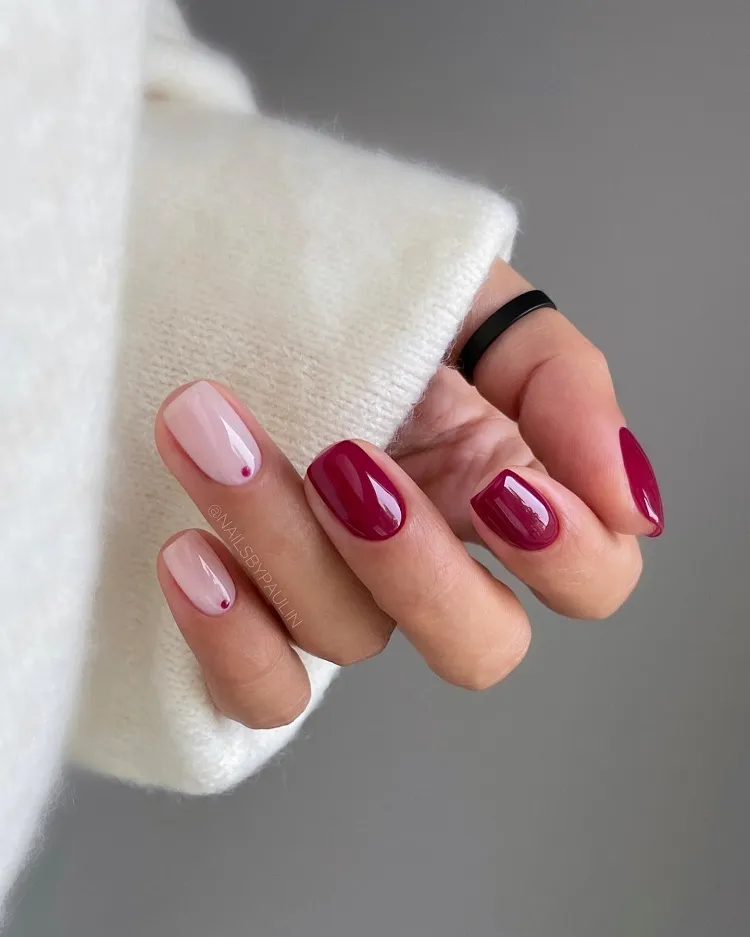 burgundy dot nails old money manicure fall design ideas