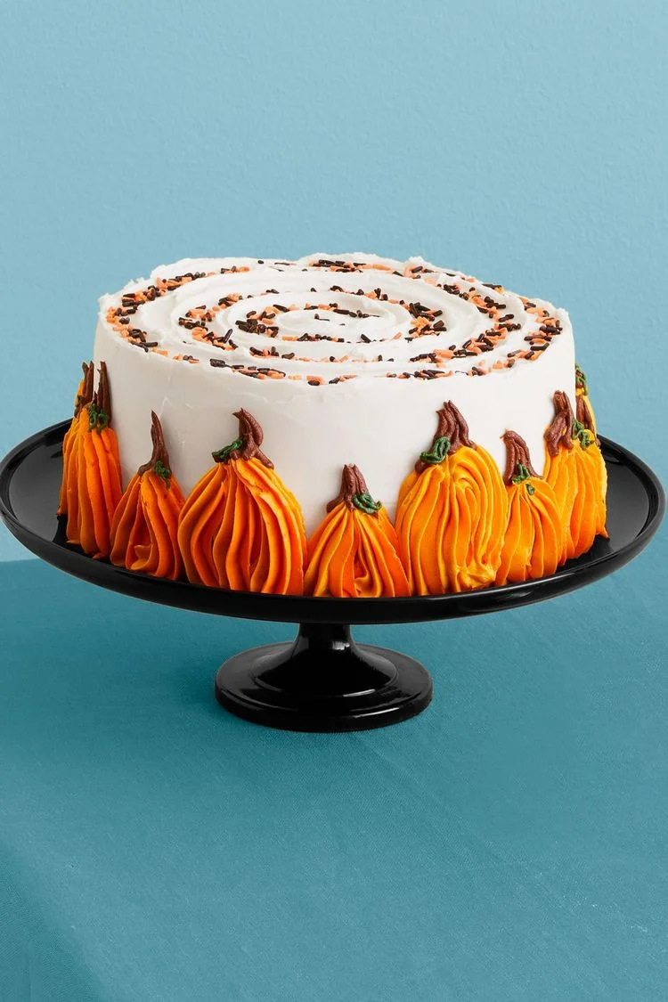 cake with pumpkin and chocolate sprinkles