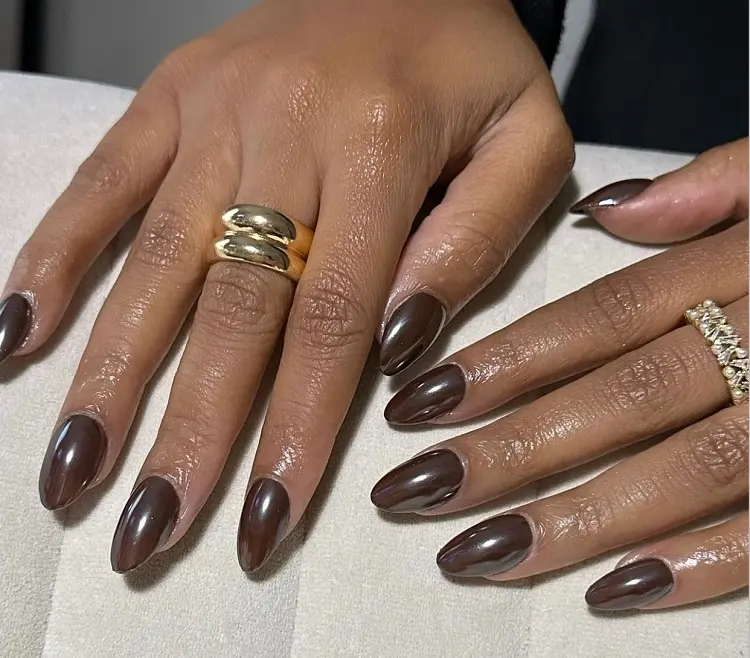 chocolate glazed donut nails october colors 2023