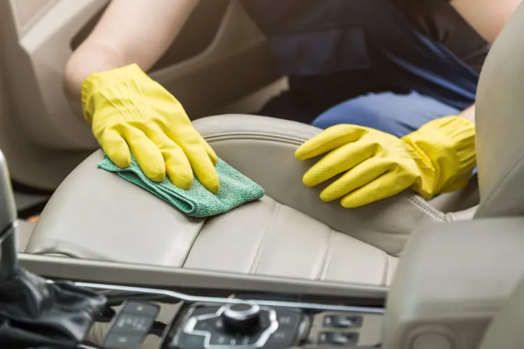 cleaning vomit stains leather car seats baking soda microfiber cloth