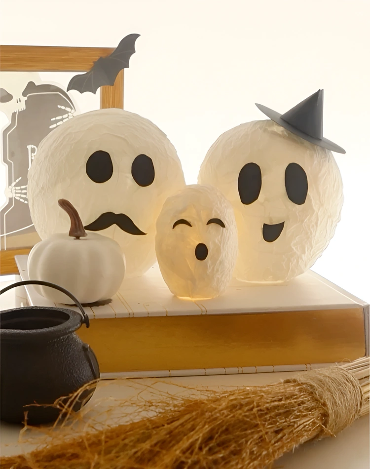 cool family ghost lights balloons paper mache