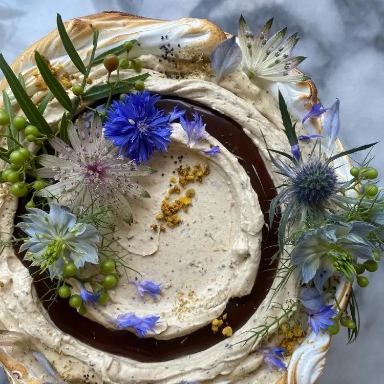 cornflower edible flowers on cake