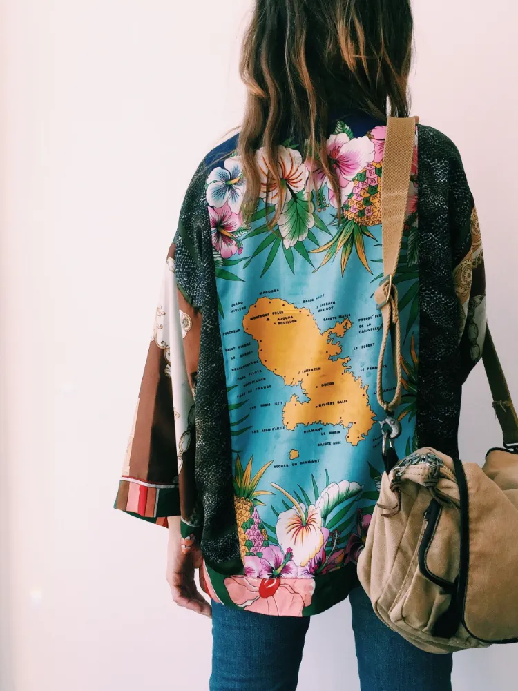 creative idea recycling old shirts kimono patchwork