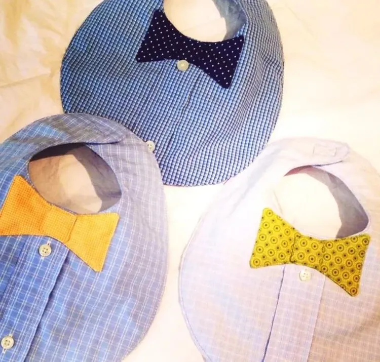 creative ideas upcycling old men shirts into cute baby bibs