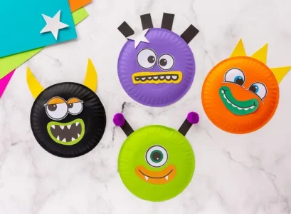 cute monsters from paper plates