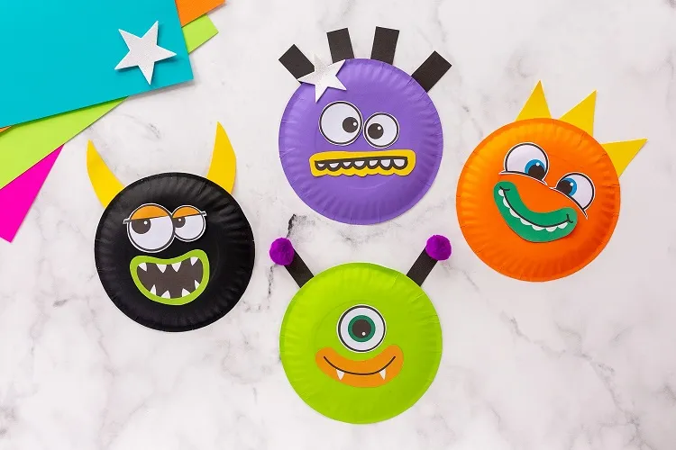 cute monsters from paper plates