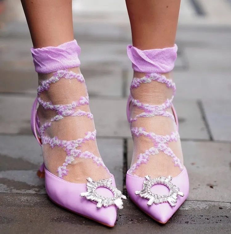 cute pink barbiecore heels and socks outfit