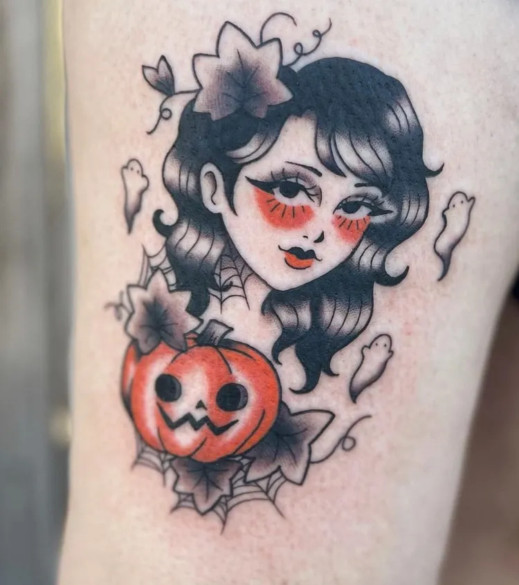 cute small halloween tattoo for the fall season