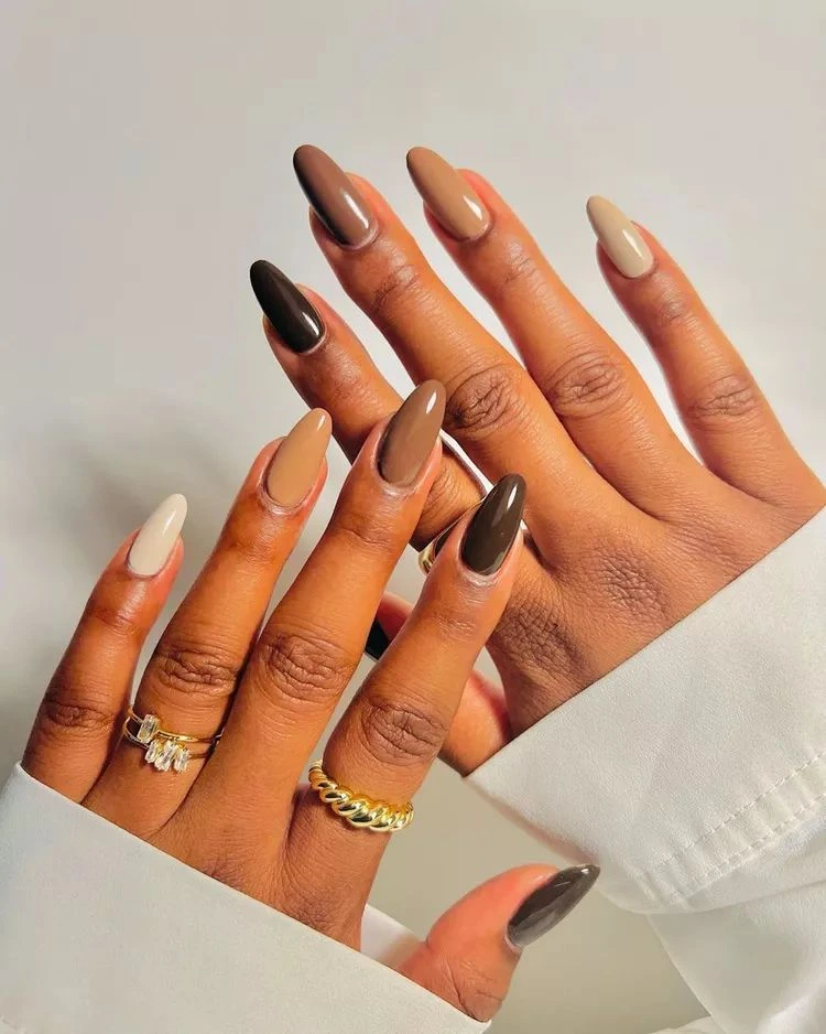 dark chocolate nails to do yourself with different shades