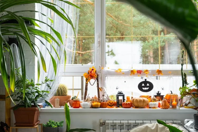 decorate a window for halloween combine indoor plants with terrifying names