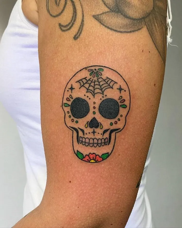delicate sugar skull tattoo