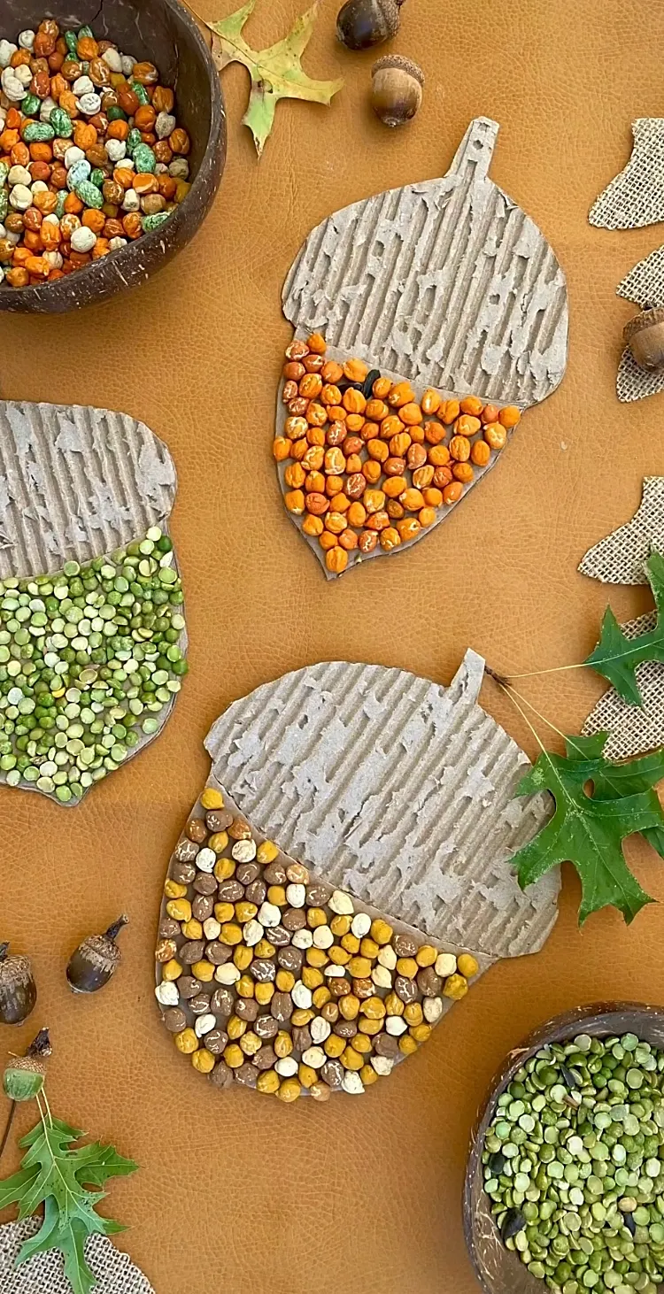 diy cardboard acorns easy fall art ideas kids