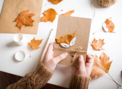 diy fall crafs kids dry leaves fox