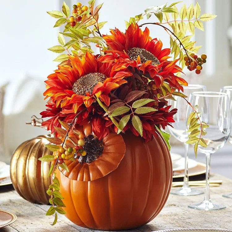 diy pumpkin floral arrangements