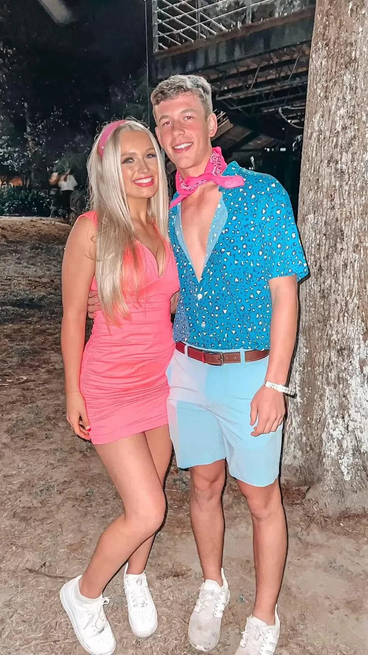 dress with your normal clothes for halloween as barbie and ken
