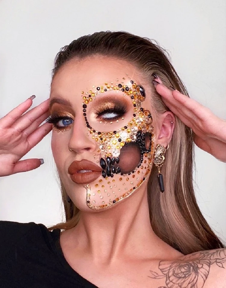 easy glam skeleton makeup tutorial for halloween