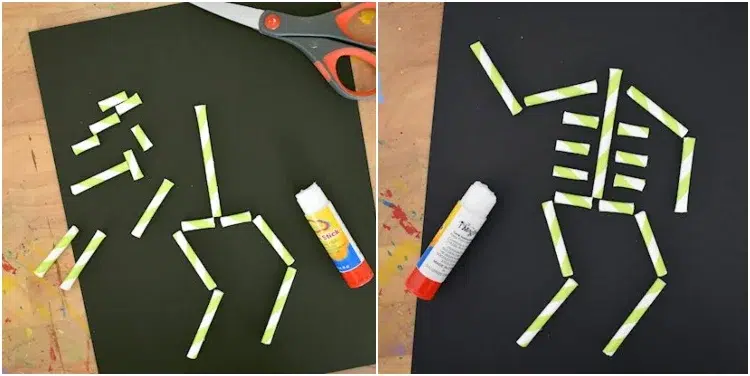 easy paper straws halloween crafts for kids skeletons