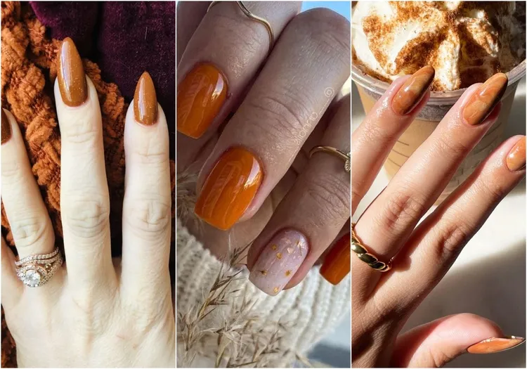 fall manicure ideas pumpkin spice nails