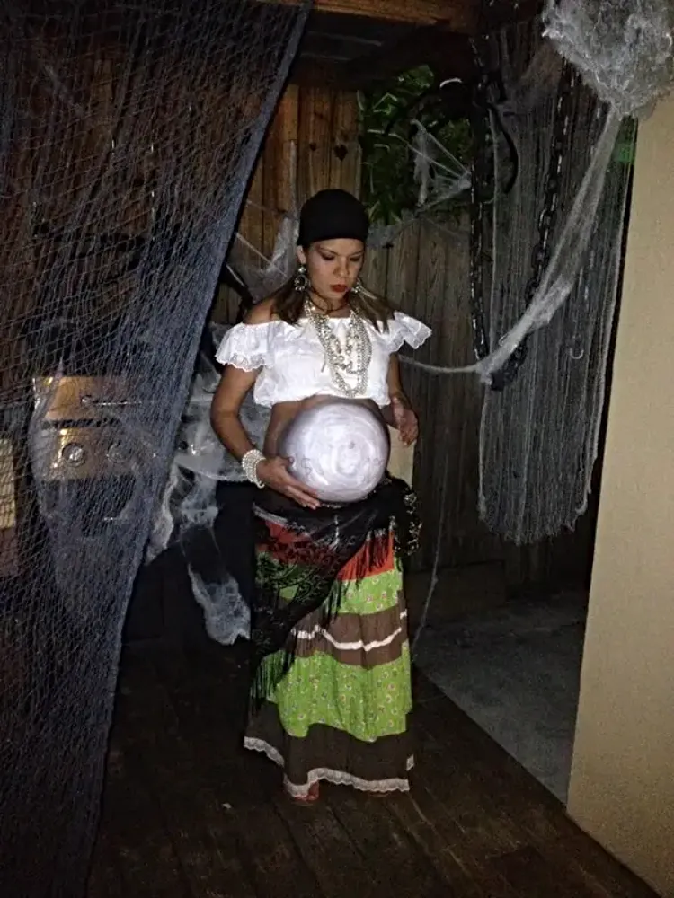 fortune teller pregnant woman maternity halloween costume idea 2023