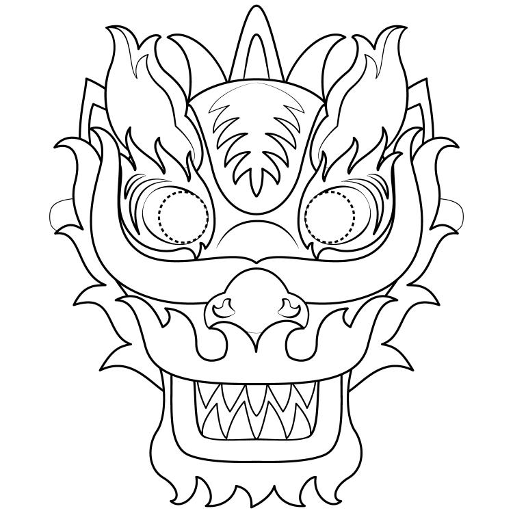 free halloween mask to print and color chinese dragon