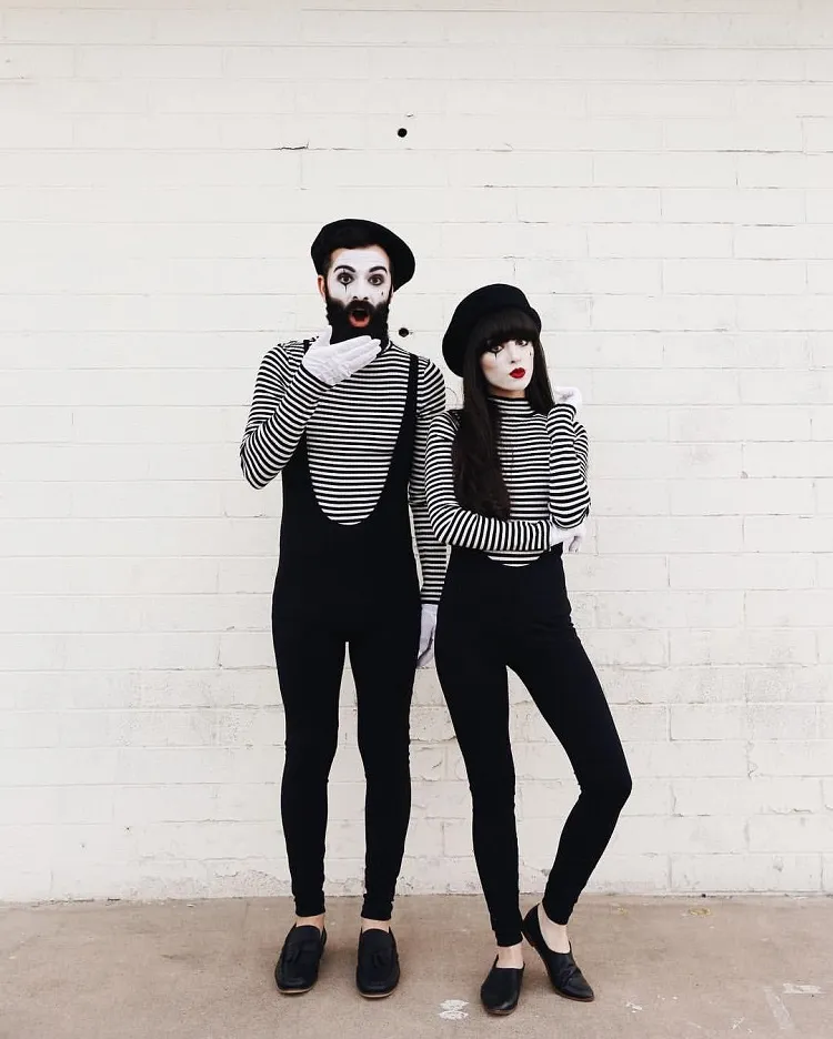 french mimes easy last minute halloween couples costume 2023