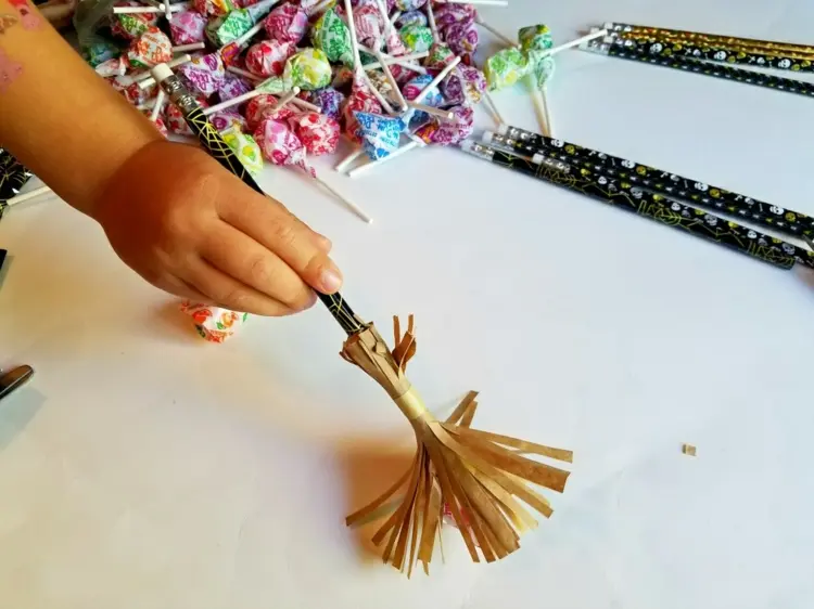 gift idea for children for a party or school with homemade broom crafts