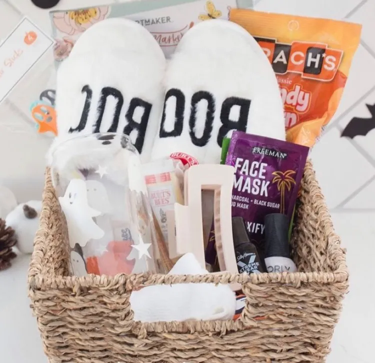 halloween 2023 boo basket for her with slippers and treats