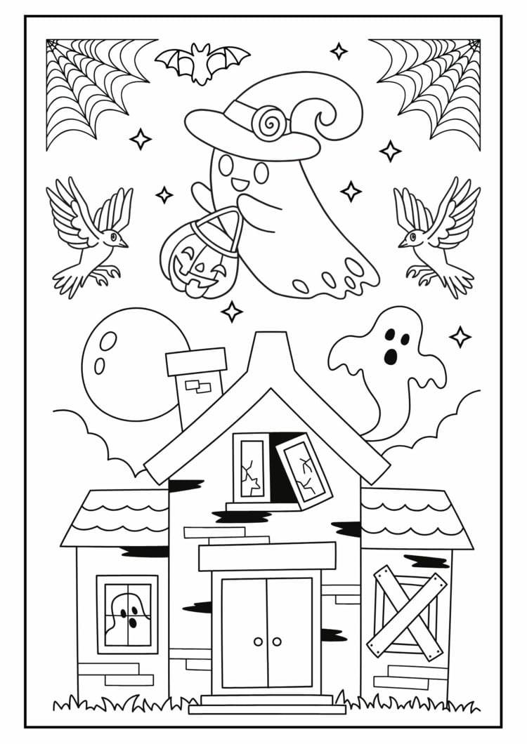 halloween free printables haunted house and ghosts