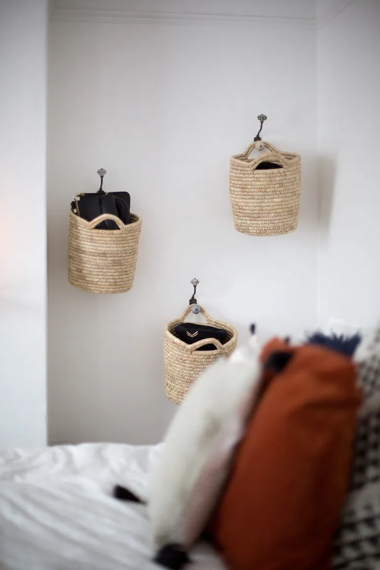 hanging baskets how to add storage space in a small bedroom