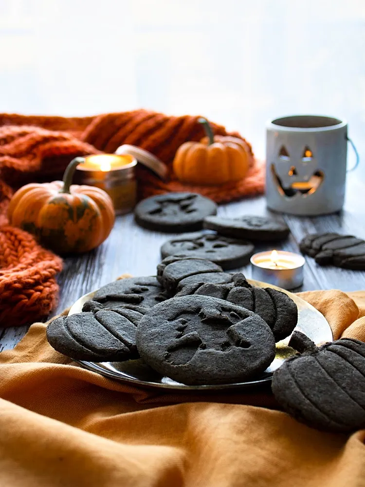 healthy halloween treat black sesame orange cookies recipe