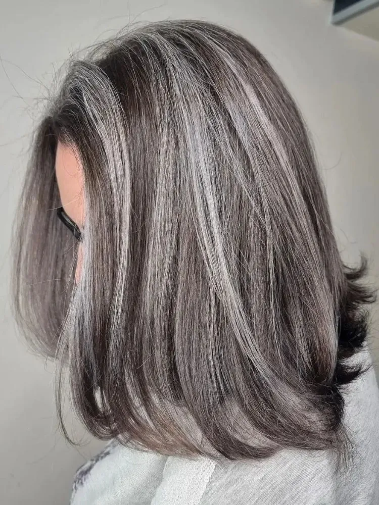 how to cover grey hair with highlights on dark hair
