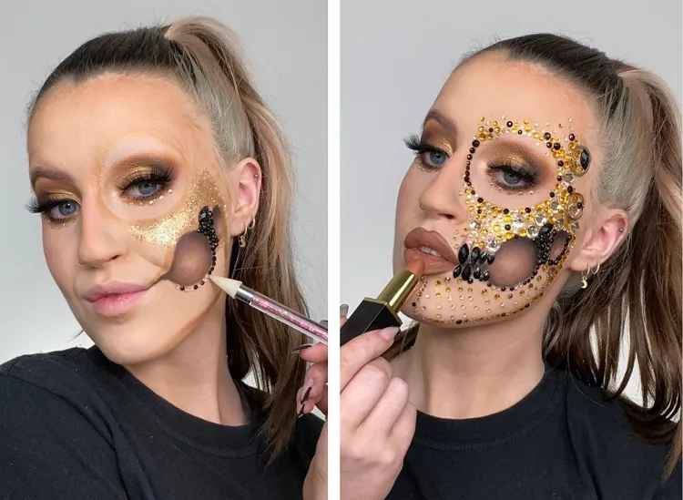 how to do easy glam skeleton makeup
